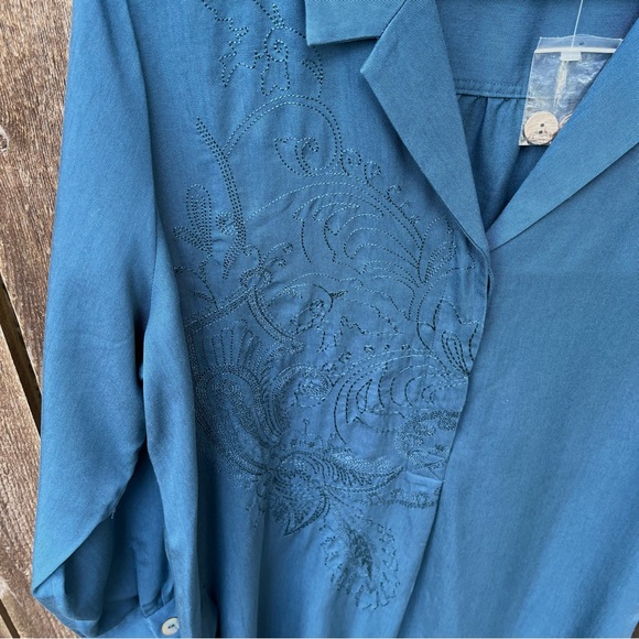 Soft Surroundings Weekender Blue Tencel Dress NWOT Sz Petite Large - Picture 4 of 12